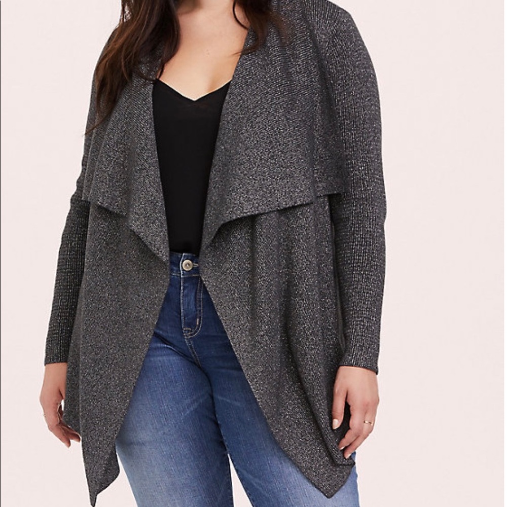 NWOT Grey Ribbed Shawl Cardigan- Torrid sz 3